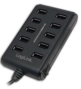 LogiLink USB 2.0 10-Port Hub with On/Off Switch 480 Mbit/s