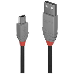 LINDY USB-kabel USB 2.0 USB-A stekker, USB-mini-B stekker 1.00 m Zwart, Grijs 36722