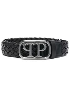 Philipp Plein ceinture tressée à boucle logo - Noir