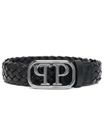 Philipp Plein ceinture tressée à boucle logo - Noir - thumbnail