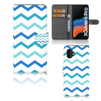 Samsung Galaxy Xcover 6 Pro Telefoon Hoesje Zigzag Blauw - thumbnail