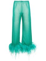 Oséree pantalon métallisé bordé de plumes - Vert