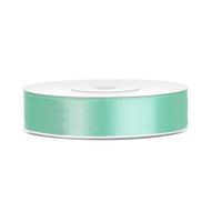 1x Mintgroen satijnlint rollen 1,2 cm x 25 meter cadeaulint verpakkingsmateriaal   -