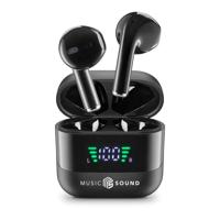Music Sound, Spark TWS Hoofdtelefoon, Bluetooth, draadloos, led-display, 30 uur afspelen, automatische koppeling, touch-bediening op de oordopjes, zwart