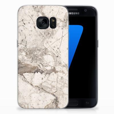 Samsung Galaxy S7 TPU Siliconen Hoesje Marmer Beige Samsung Galaxy S7 TPU Siliconen Hoesje Marmer Beige