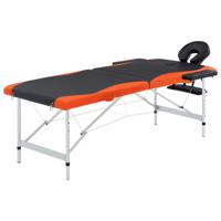 VidaXL Massagetafel inklapbaar 2 zones aluminium zwart en oranje