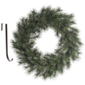 Kerstkrans groen 60 cm kunststof incl. ijzeren deurhanger