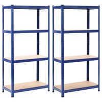 VidaXL Opbergrekken 2 st 80x40x160 cm staal en MDF blauw - thumbnail