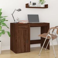 Bureau 100x49x75 cm bewerkt hout bruineikenkleurig - thumbnail