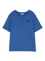 Dolce & Gabbana Kids t-shirt en coton à logo pailleté - Bleu