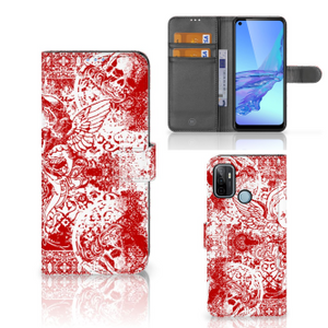 Telefoonhoesje met Naam OPPO A53 | OPPO A53s Angel Skull Rood