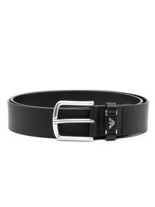 Emporio Armani ceinture en cuir à boucle logo - Noir