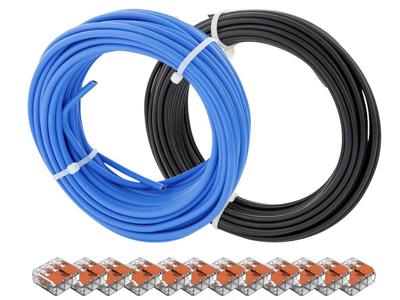 Set Installatiedraad 10 m blauw, zwart met Wago Lasklemmen