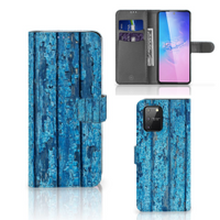 Samsung S10 Lite Book Style Case Wood Blue - thumbnail