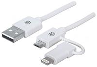 Manhattan Micro-USB-oplaadkabel voor Apple en Android apparaat wit