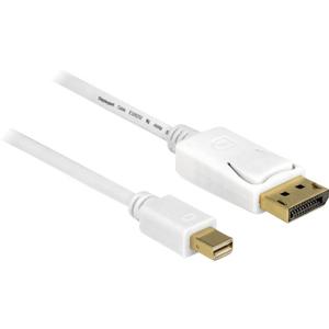 Delock 83483 DisplayPort-kabel Mini-displayport / DisplayPort Adapterkabel Mini DisplayPort-stekker, DisplayPort-stekker 3.00 m Wit Vergulde steekcontacten