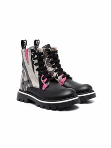 PUCCI Junior bottines en cuir à imprimé abstrait - Noir