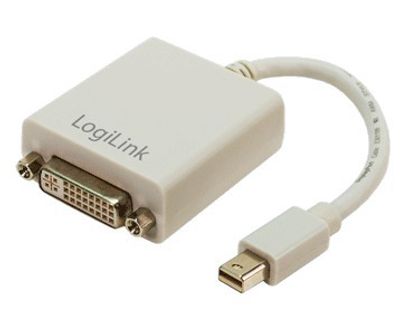 LogiLink CV0037 DisplayPort / DVI Adapter [1x Mini-DisplayPort stekker - 1x DVI-bus 24+5-polig] Wit 0.09 m