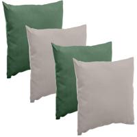 Bank/sier/tuin kussens voor binnen/buiten set 4x stuks olijfgroen/taupe 40 x 40 cm