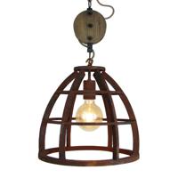 Brilliant Landelijke hanglamp Matrix Ø 34cm roestbruin met hout HK17186S55 - thumbnail