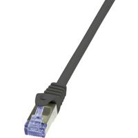 LogiLink CQ3023S RJ45 Netwerkkabel, patchkabel CAT 6A S/FTP 0.50 m Zwart Vlambestendig, Snagless 1 stuk(s)