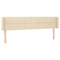 vidaXL Hoofdbord LED 203x16x78/88 cm stof crèmekleurig, hoofdeinde, houten hoofdeinde, bedonderdeel, houten hoofdbord, slaapkamermeubel, bedaccessoire