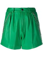 Philipp Plein short en cuir à ornements en cristal - Vert