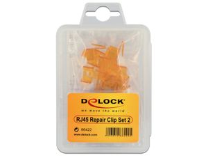 Delock 86422 RJ45 reparatieclip 40-delige set 2 (transparant, zwart, violet, oranje)