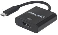 Manhattan 152020 DisplayPort / USB Adapter [1x USB 3.2 Gen 2 stekker C (USB 3.1) - 1x DisplayPort bus] Zwart Kleurcodering, Flexibel, Folie afscherming, UL - thumbnail