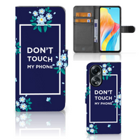 OPPO A58 4G Portemonnee Hoesje Flowers Blue DTMP - thumbnail