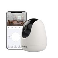 Tenda CP3 WLAN IP-camera, bewakingscamera, draai- en kantelbaar, voor gebruik binnenshuis, (1080p resolutie, 360° zicht, 2-weg audio, bewegingsdetectie, nachtzicht tot 12 m, SD & cloudopslag)