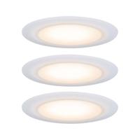 Paulmann 99942 LED inbouwlamp Premium Suon 3-delige set rond incl. 3x6,5W IP44 dimbare inbouwspot satijn, wit kastlicht kunststof 2000K
