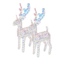 Kerstverlichting figuren - 2x -rendieren - regenboog gekleurd- 24 x 8 x 37 cm - 50 leds - warm wit - thumbnail