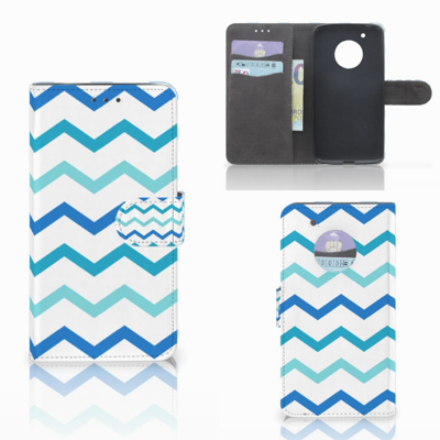 Motorola Moto G5 Plus Telefoon Hoesje Zigzag Blauw