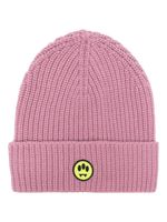 BARROW logo-patch ribbed-knit beanie - Rose