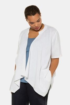 Ulla Popken Jasje, voorkant oversized, korte mouwen, linnen - Grote Maten