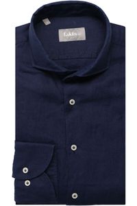 fakts Slim Fit Overhemd Marine, Effen