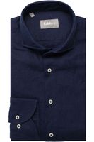 fakts Slim Fit Overhemd Marine, Effen - thumbnail