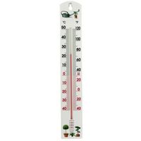 Thermometer buiten - wit - kunststof - 40 cm - plantjes print - thumbnail