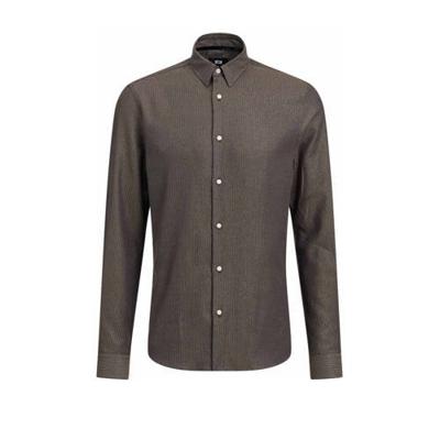 WE Fashion slim fit overhemd met glitters bruin WE Fashion slim fit overhemd met glitters bruin