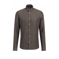 WE Fashion slim fit overhemd met glitters bruin