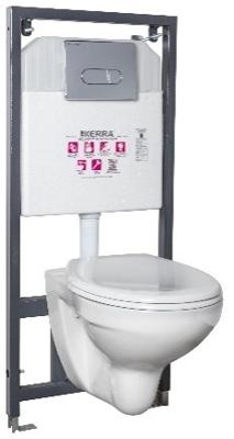 Kerra K-50 Slim toiletset met Sydney toilet, Julia toiletzitting en Pacific drukplaat chroom Kerra K-50 Slim toiletset met Sydney toilet, Julia toiletzitting en Pacific drukplaat chroom
