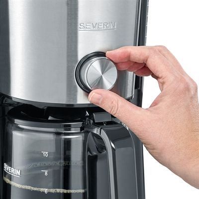Severin 4826 Koffiezetapparaat RVS (geborsteld), Zwart Capaciteit koppen: 10 Timerfunctie, Warmhoudfunctie, Glazen kan