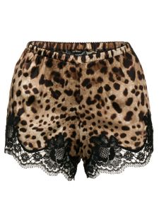 Dolce & Gabbana short de pyjama imprimé léopard - Marron