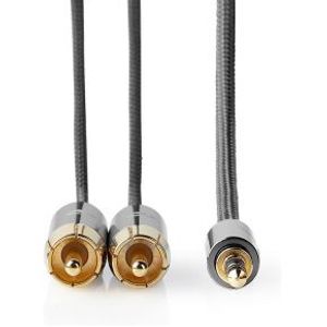 Stereo-Audiokabel | 3,5 mm Male - 2x RCA Male | Gun Metal Grey | Gevlochten kabel