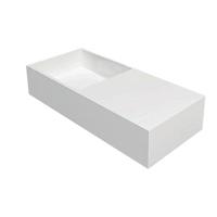 Wastafel Hangend N75 Rechthoek 75x33x15cm Solid Surface Glans Wit Zonder Kraangat