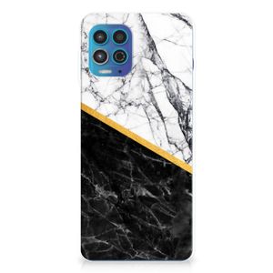 Motorola Moto G100 TPU Siliconen Hoesje Marmer Wit Zwart - Origineel Cadeau Man