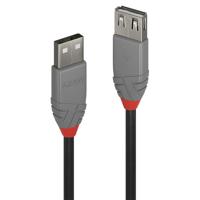 LINDY USB-kabel USB 2.0 USB-A stekker, USB-A bus 1.00 m Zwart, Grijs 36702 - thumbnail