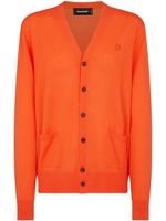 DSQUARED2 cardigan en laine vierge à logo brodé - Orange