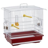 Ferplast 52008514W2 GIUSY Rechthoekige vogelkooi voor kanaries en kleine exotische vogels, draaiende voederbakken, stevig gelakt metaal Witte rode plastic bodem, 39 x 26 h 37 cm, meerkleurig